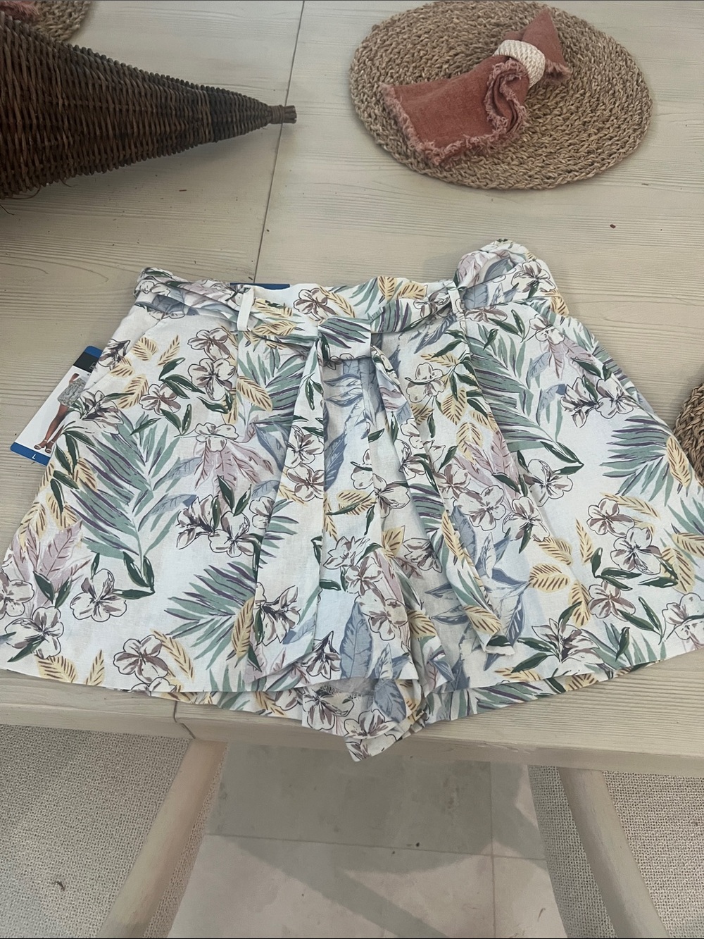 Dalia Floral Tie-Waist Skort - Cream, Green, Blue, Yellow